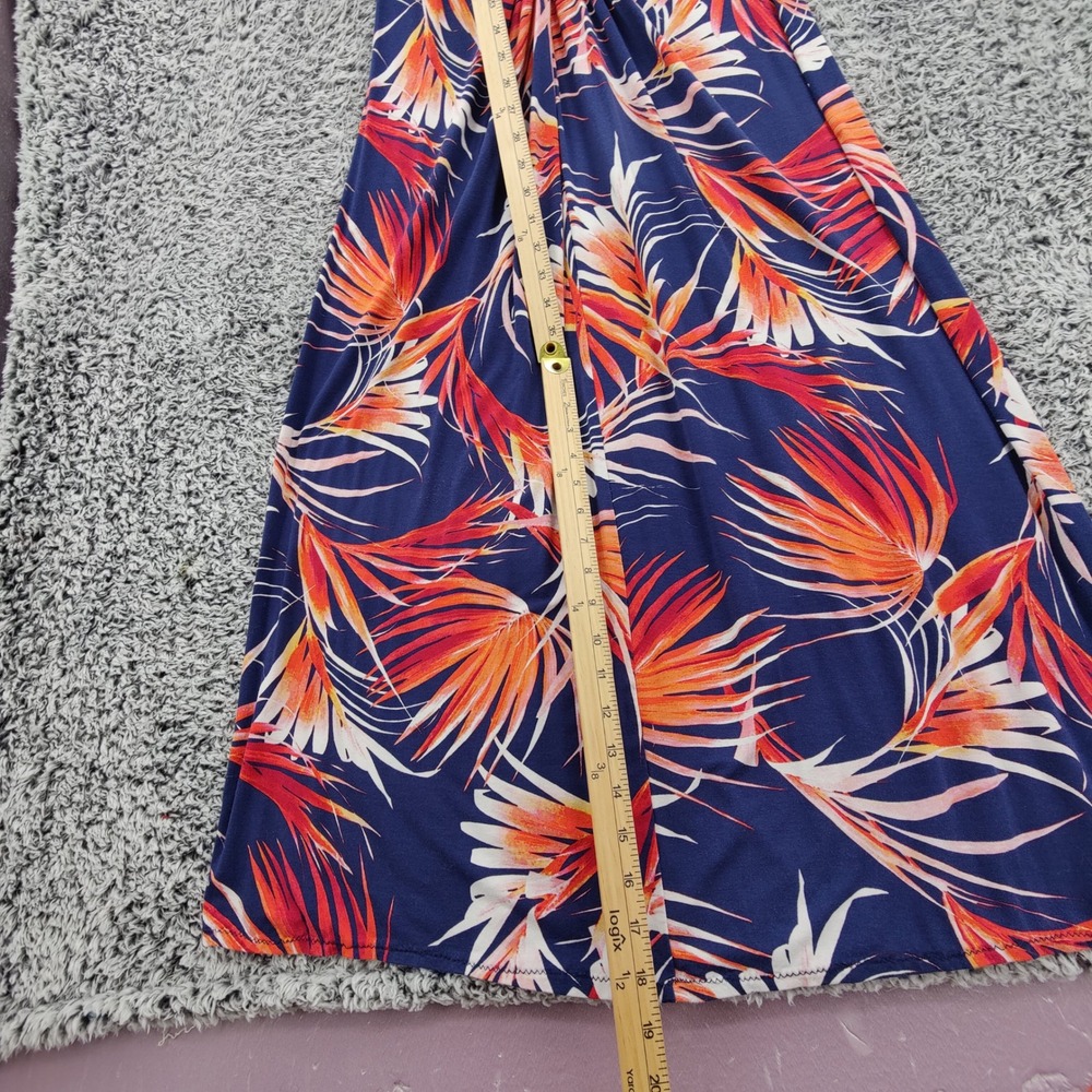 Tommy Bahama Womens Coastal Resort Tropical Maxi Dress L Blue Orange Palm Leaf - Picture 4 of 13